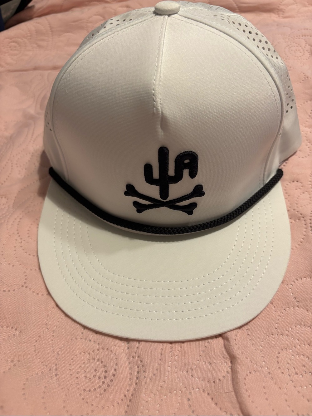 Kids White Cap with Black Cactus Logo - Stylish Sun Hat